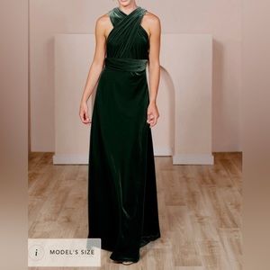 XL Revelry Emerald Velvet Micah Dress with matching tube top
